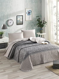 L'essentiel linge de maison Juego de colcha Creative Gris y Gris oscuro